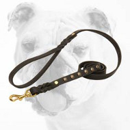 Remarkable Studded Leather Bulldog Leash for Walking and Tracking