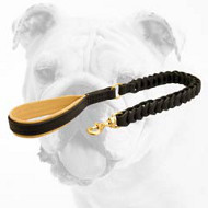 Handcrafted Leather Bulldog Leash with a Soft Padded Handle