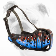Stylish Hand-Painted Leather Bulldog Muzzle for Attack Training