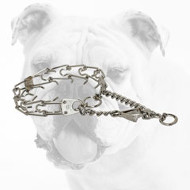 Chrome Plated Steel Bulldog Pinch Collar with Swivel and Quick Release Snap Hook