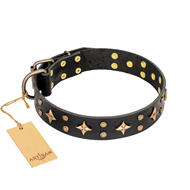 'A La Mode' FDT Artisan Handcrafted Black Leather Bulldog Collar