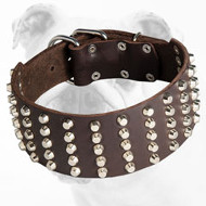 3 inch Studded Leather Bulldog Collar