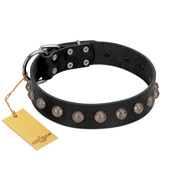 "Bizarre Affection" Designer Handmade FDT Artisan Black Leather Bulldog Collar
