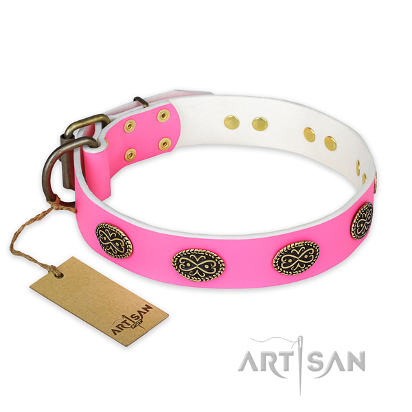Stunning full grain leather dog collar for handy use