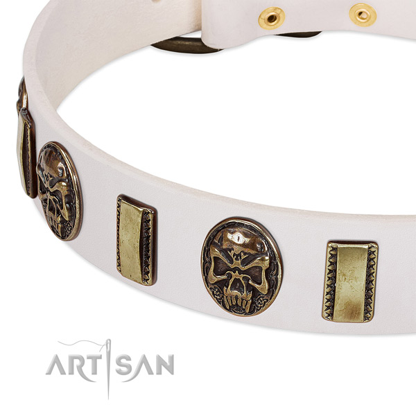 Durable fittings on full grain leather dog collar for your dog