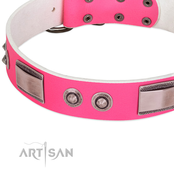 Exquisite genuine leather collar with studs for your dog