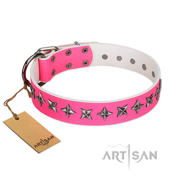 Best quality natural leather dog collar with inimitable studs