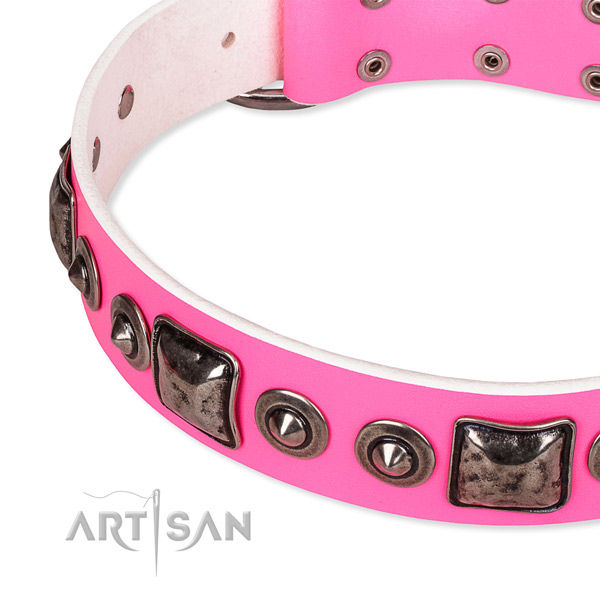 Soft genuine leather dog collar created for your stylish dog