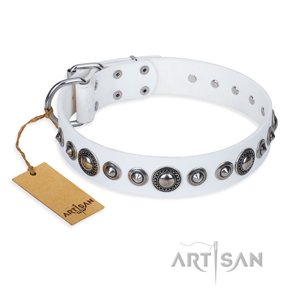 Leather dog collar made of high quality material with reliable traditional buckle