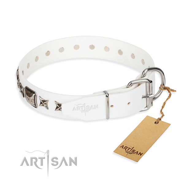 Finest quality studded dog collar of full grain genuine leather