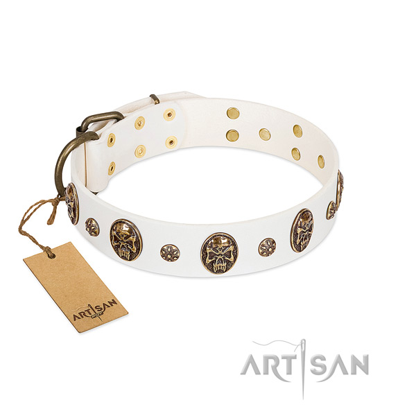 Convenient full grain leather collar for your doggie