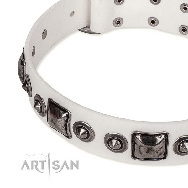 Flexible genuine leather dog collar handcrafted for your lovely pet