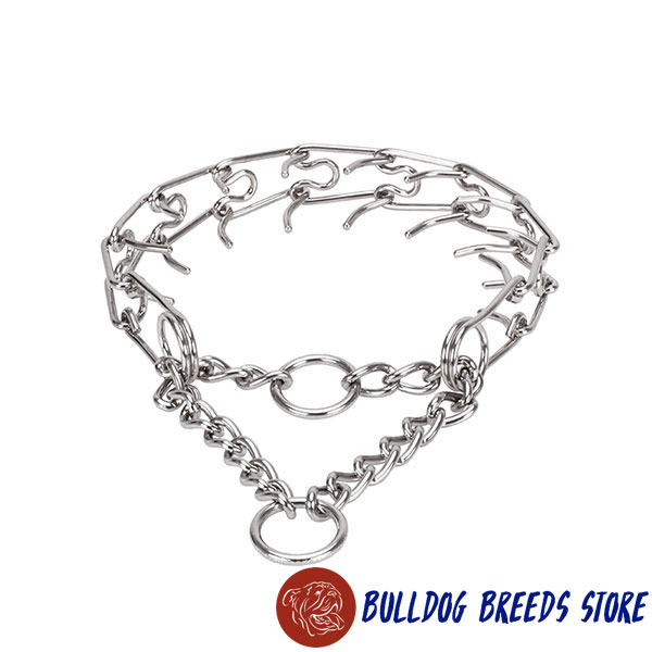 Pinch collar of rust resistant stainless steel for ill behaved pets