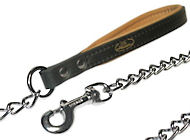Exclusive Dog Leash With Padded Leather Handle - Chain lead