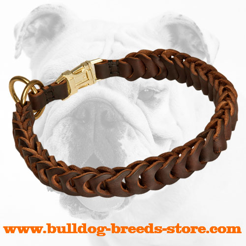 Training Braided Leather Bulldog Choke Collar