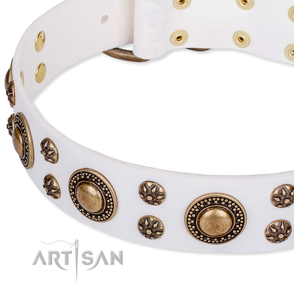 Leather dog collar with exquisite decorations
