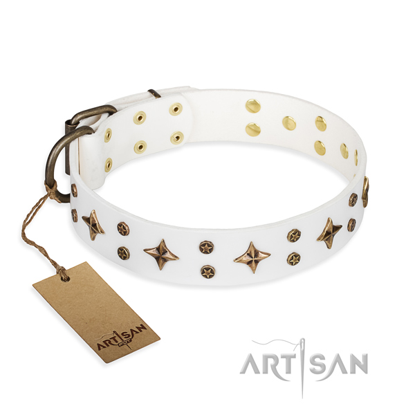 Fashionable full grain leather dog collar for handy use
