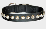 Gorgeous Wide Nylon Dog Collar With Nickle Pyramids