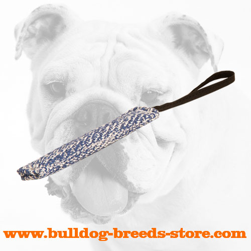 French Linen Bulldog Bite Tug with Handle