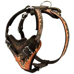 Unique Painted Genuine Leather Bulldog Harness