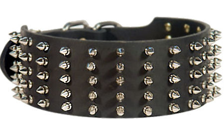 3 inch Spiked Leather Dog Collar for Bulldog