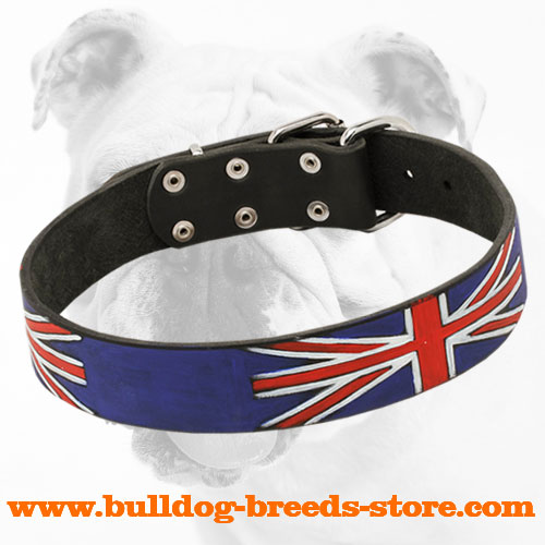 United Kingdom Pride Hand-Painted Leather Bulldog Collar