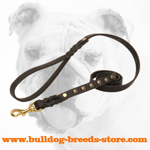 Remarkable Studded Leather Bulldog Leash for Walking and Tracking - Click Image to Close