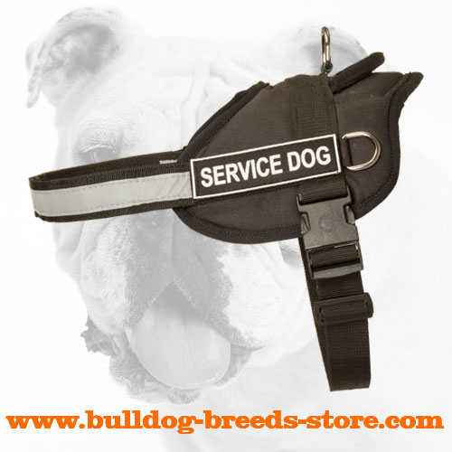 Police Nylon Bulldog Harness with a Reflective Trim