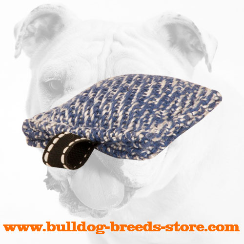 Hand-made Pocket Size French Linen Bulldog Bite Tug with a Small Loop