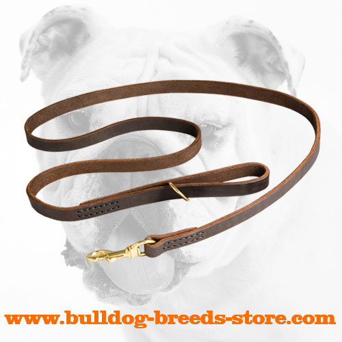 Hand-Made Properly Stitched Leather Bulldog Leash - Click Image to Close