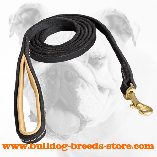 Hand-Stitched Fashionable Strong Leather Bulldog Leash - Click Image to Close