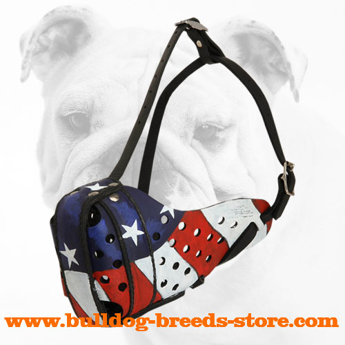 American Pride Hand painted Leather Muzzle