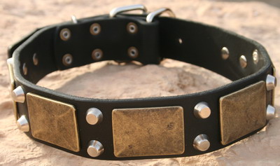 Leather dog collar for Bulldog - handmade custom leather dog   collar