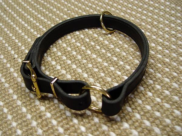 Adjustable Leather Slip Collar w h BRASS Hardware Bulldog