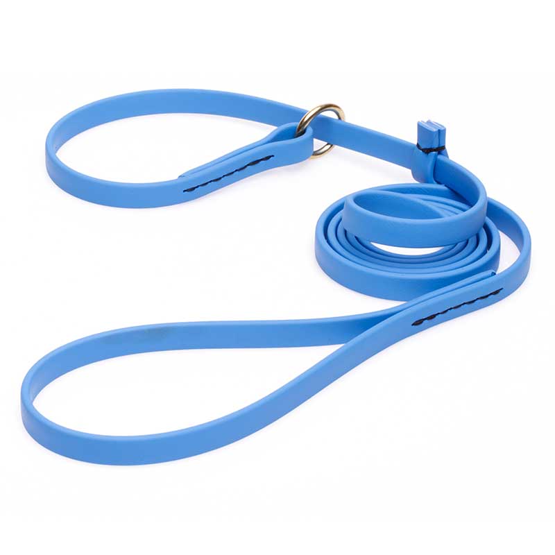 Solid Blue Biothane Bulldog Leash and Collar Combo