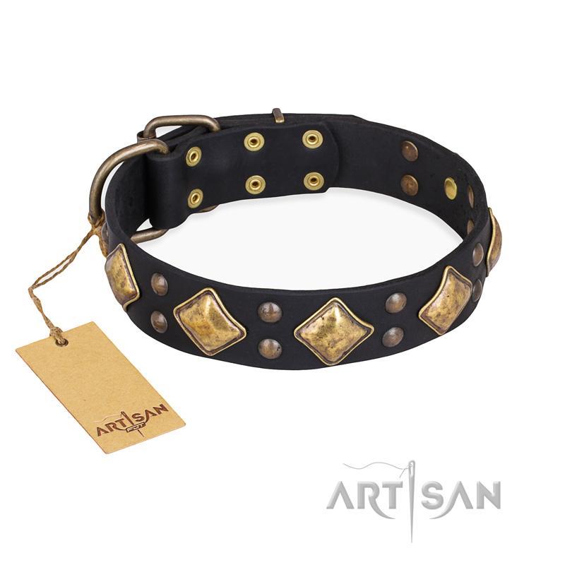 "Fancy-Schmancy" FDT Artisan Studded Leather Bulldog Collar