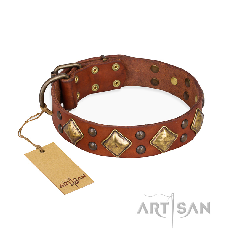 "Flight of Fancy" FDT Artisan Adorned Leather Bulldog Collar