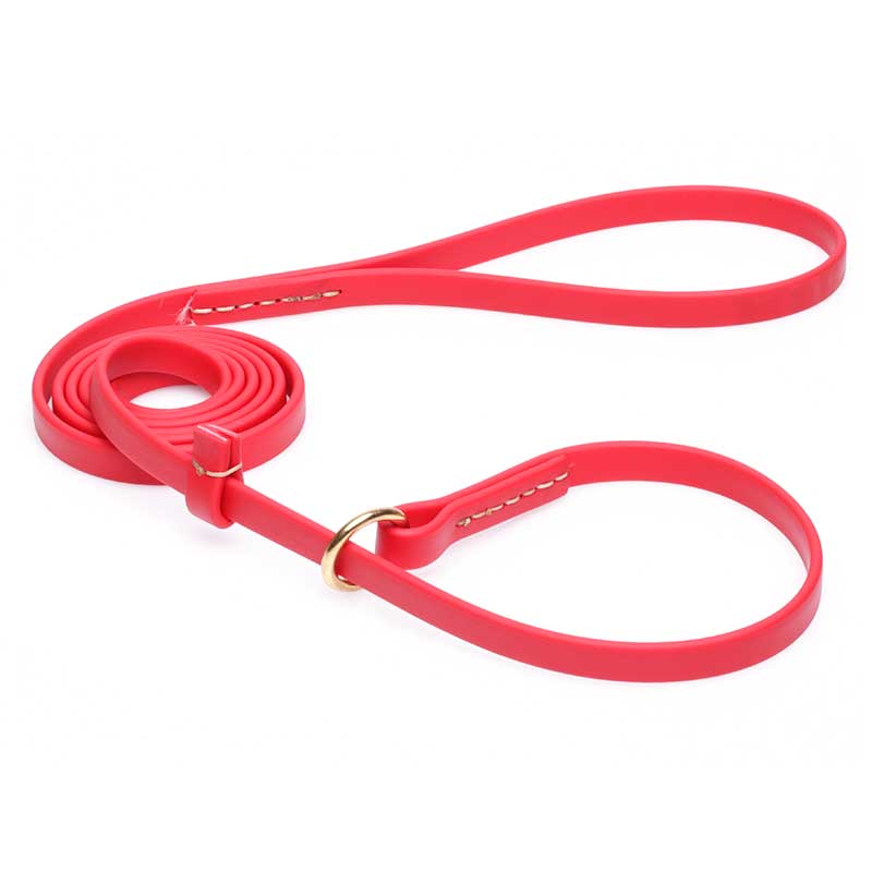 Durable Red Biothane Bulldog Leash and Collar Combo