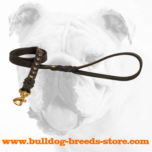 Top Quality Studded Leather Bulldog Lead