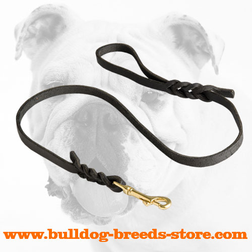 Fashion Leather Bulldog Leash with Braids