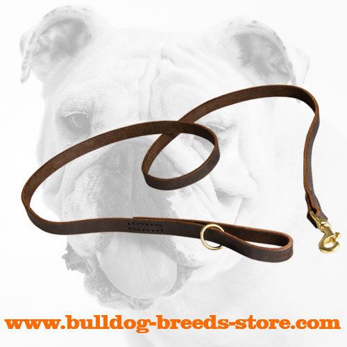 Softly Stitched Hand-Made Leather Bulldog Leash