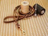 Leather Dog Leash With Extra Handle-3/4 inch on 5 foot DOG LEASH