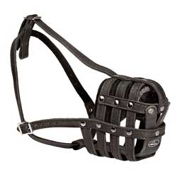 Strong Free Breathing Leather Bulldog Muzzle