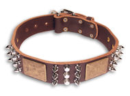 Spiked Brown collar 26'' for Bulldog /26 inch dog collar-C86