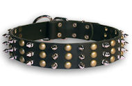 Bulldog Spiked&Studded Black collar 23'' /23 inch dog collar-S59